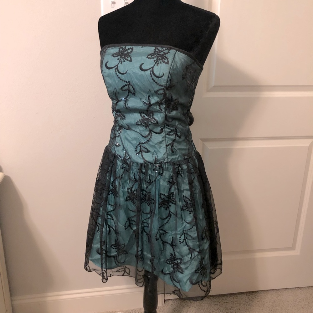 VINTAGE B Darlin Teal Blue Prom Dress with sequins